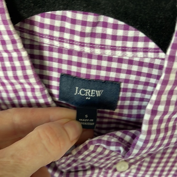 J Crew Small long sleeve button down shirt purple and white 100% cotton - Picture 2 of 5